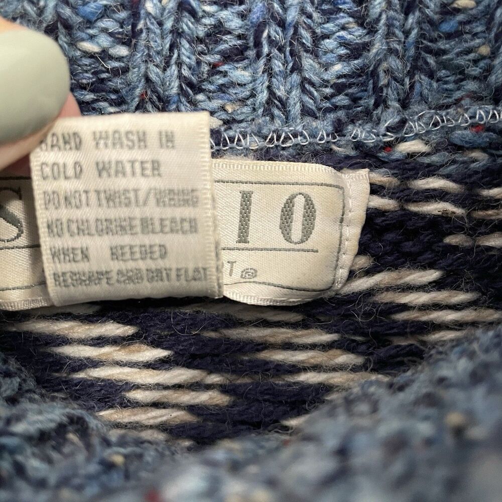 Vtg 90s Nordic Oversized Wool Sweater Womens M Ski Turtleneck Chunky Knit - Picture 8 of 8